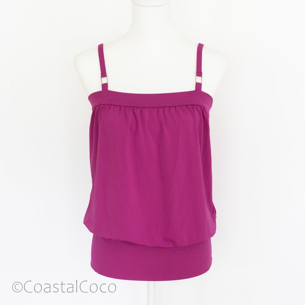 Express Design Y2K Balloon Tank Top L Soft Stretch Banded Summer Hot Pink Layer